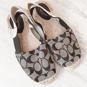 Coach Rayenne Black Monogram Logo Espadrille